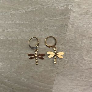 gold dragon fly earrings